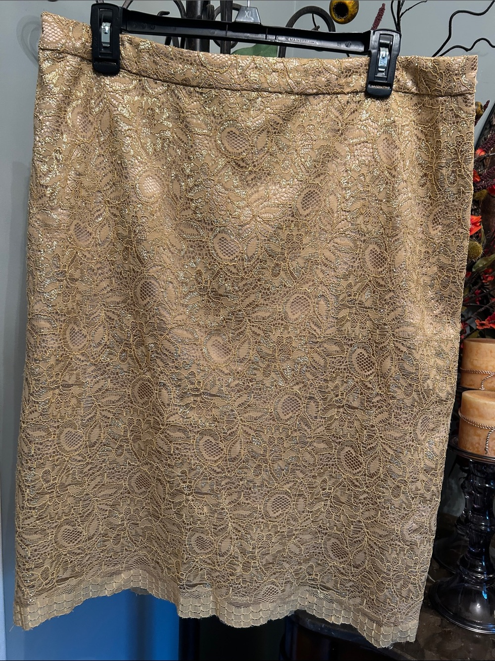 Jones New York Gold Lace Pencil Skirt